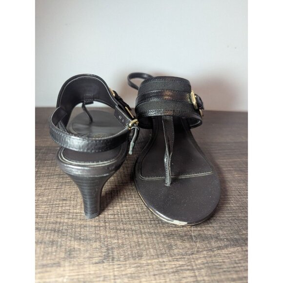 Ralph Lauren Womens Leather Adjustable Slingback T-Strap Thong Sandal Black 8 - Picture 7 of 11